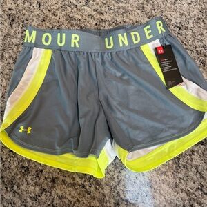 Under Armour Women's Gray and Neon Yellow Athletic Shorts